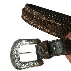 Medium Noone Leather Brown Western Studded Embroidered Brown